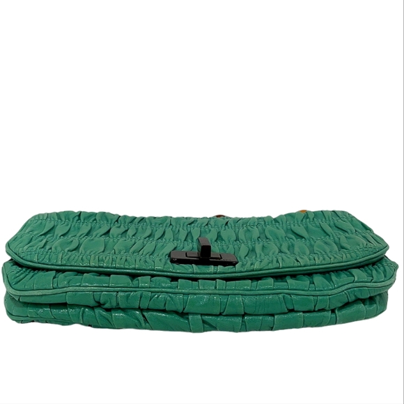 PRADA Resin Chain Gaufre Flap Shoulder Bag Leather BR4851 Aquamarine $2,450 RARE - Picture 4 of 7